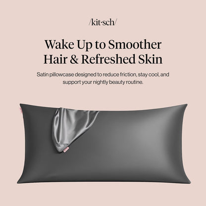 Kitsch Satin Pillowcase with Zipper for Hair & Skin - Softer Than Silk Pillow Cases, Smooth Cooling Satin Pillow Case, Wrinkle-Free, Machine Washable - Pillow Cases Standard Size (19x26) - Blush
