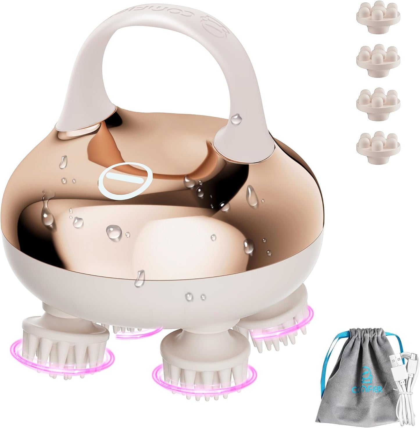 COMFIER Electric Scalp Massager, Waterproof Head Massager with Mutlti-Modes Vibration, Handheld Portable Head Scratcher for Hair Growth, Dog Cat Massager for Deep Clean and Stress Relax
