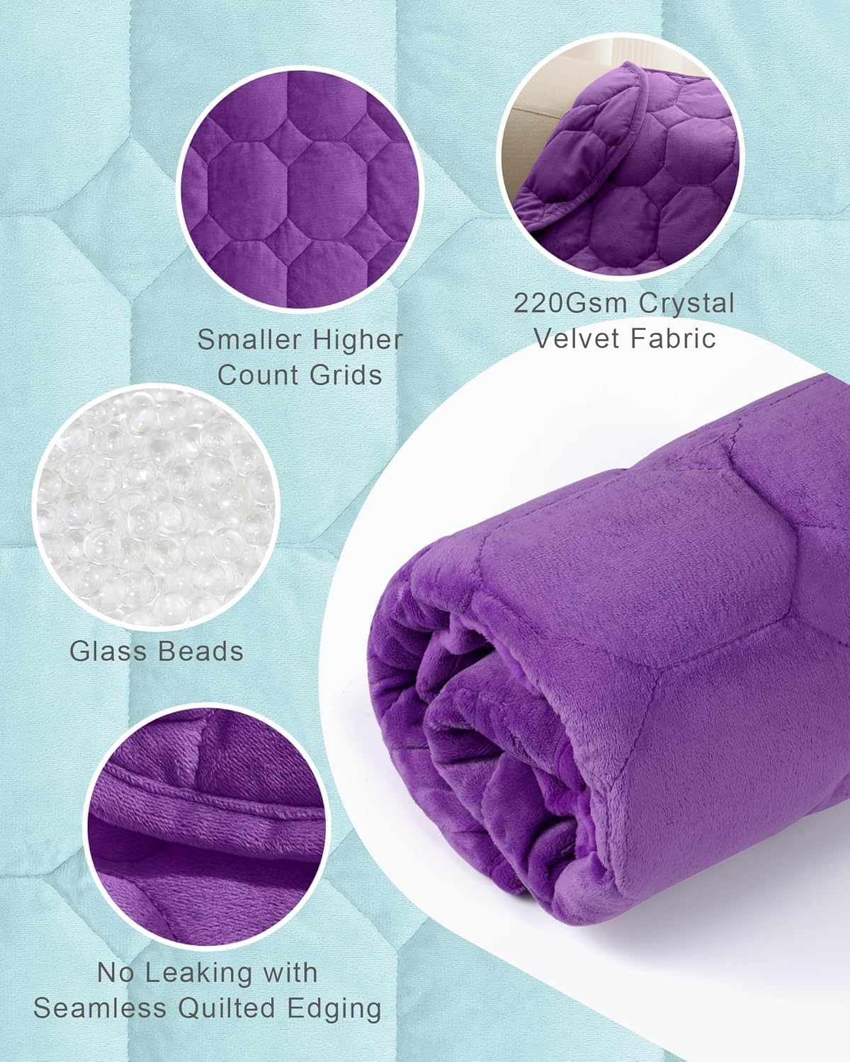 Cottonblue Weighted Lap Blanket 7lbs, Cozy Luxury Crystal Velvet Weighted Blanket for Adults, Small Weighted Blanket for Relaxation, Sleeping, Travel, Grey, 29" x 24"
