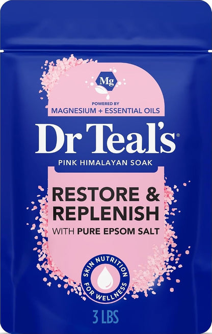 Dr Teal's Epsom Salt Magnesium Soak, Restore & Replenish with Pink Himalayan Salt, 3 lbs