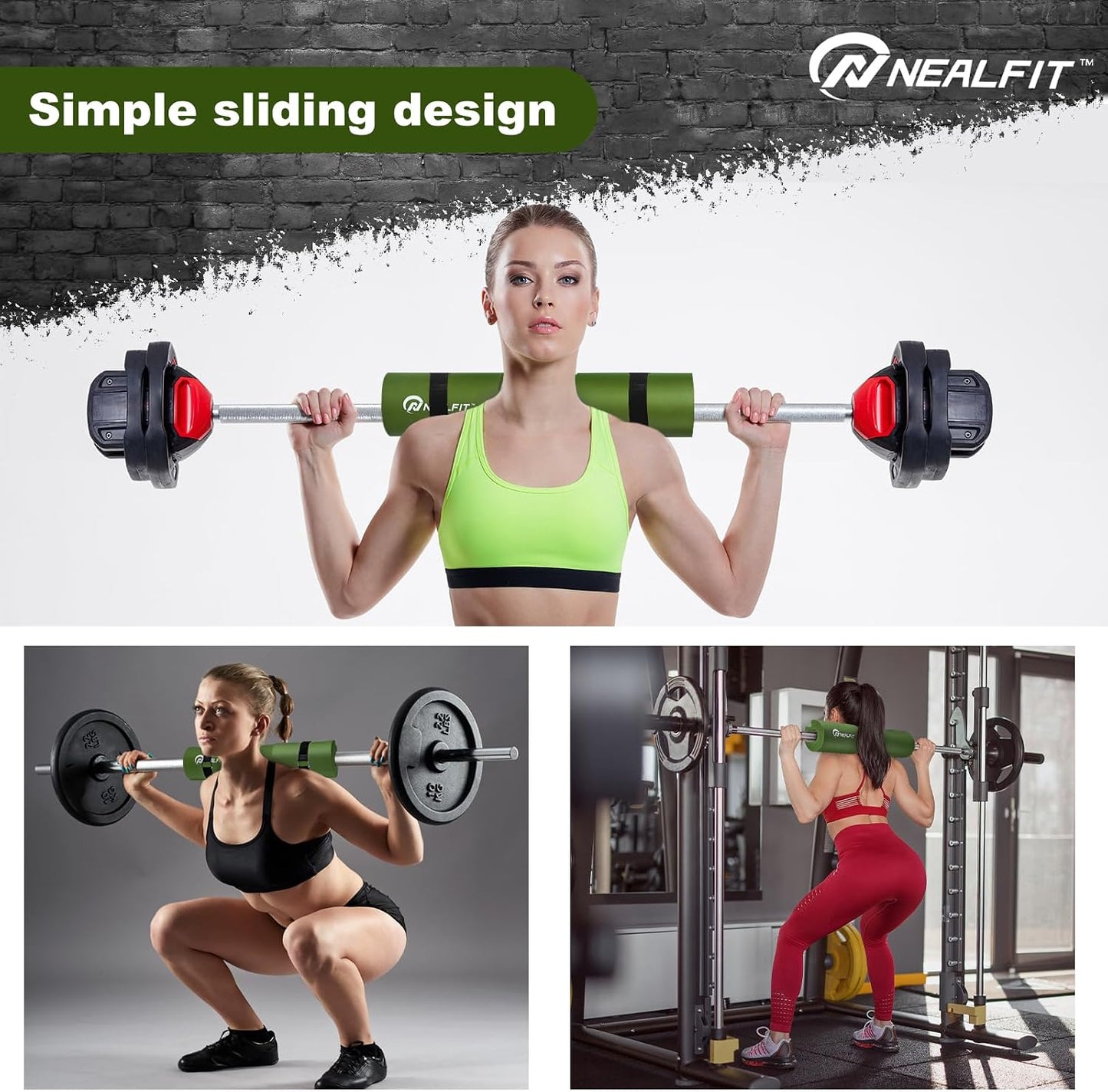 NEALFIT Barbell Pad Squat Pad for Squats—Squat Bar Pad—Great for Weightlifting,Lunges and Hip Thrusts—Foam Sponge Pad—Fit Standard and Olympic Bars Perfectly