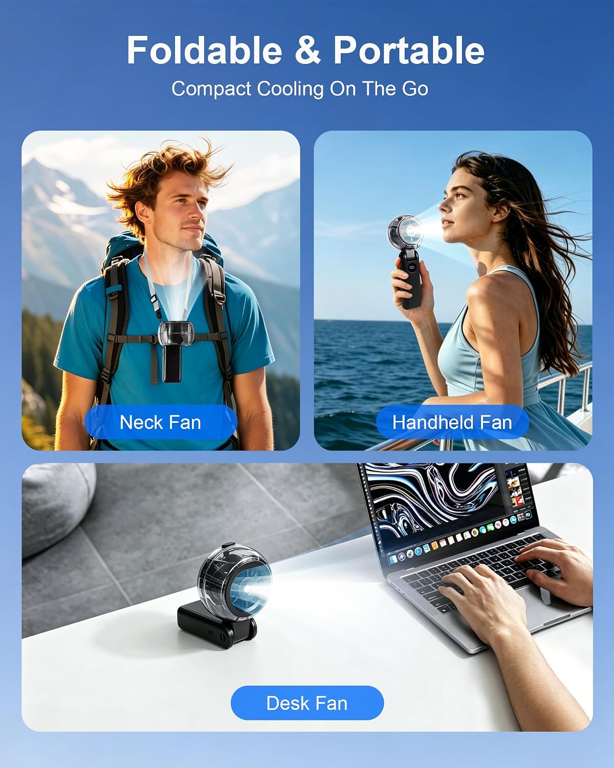 Portable Misting Fan, Rechargeable Handheld Spray Fan