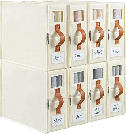 8 PCS Foldable Sheet Organizers and Storage,Bed Sheet Organizer with Window
