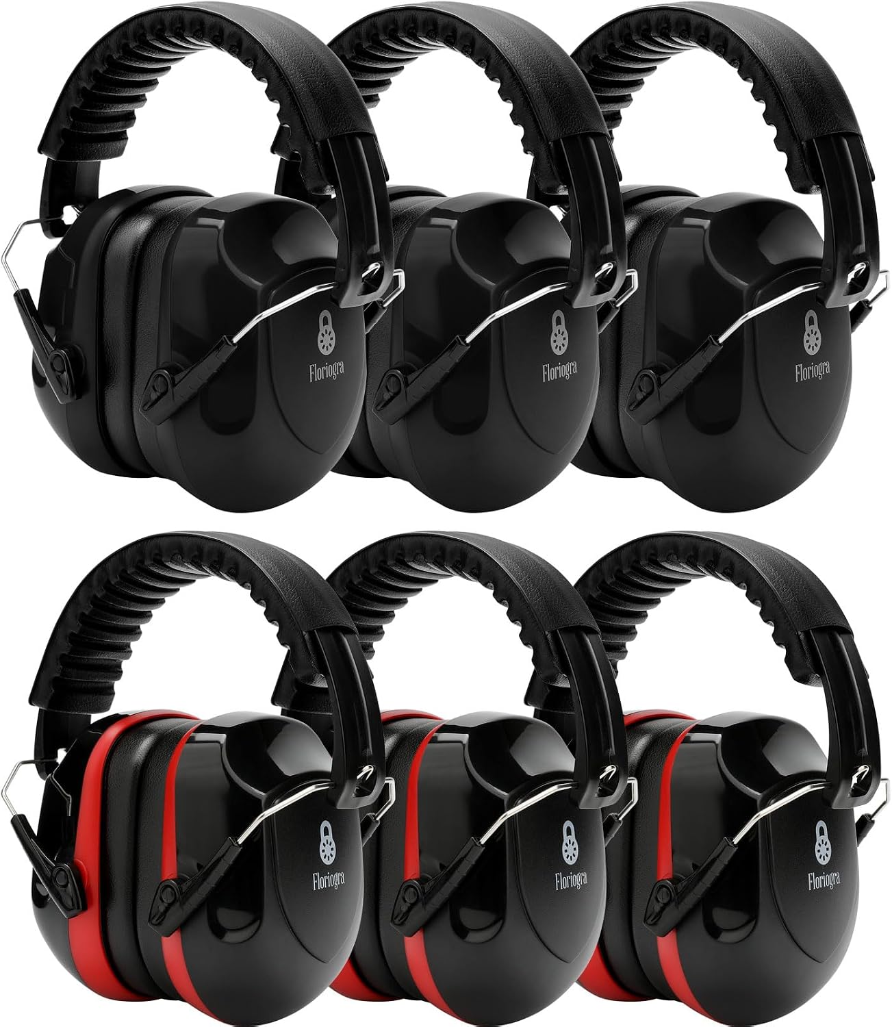 Floriogra 6 Pack Noise Reduction Ear Protection, Hearing Protection Ear muffs SNR 34dB Noise Cancelling Headphones for Adults Kids Autism, Sound Proof Earmuffs for Mowing/Construction/Work