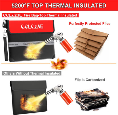 COLCASE Fireproof Document Bag 5200℉ Heat Insulated Waterproof Fireproof
