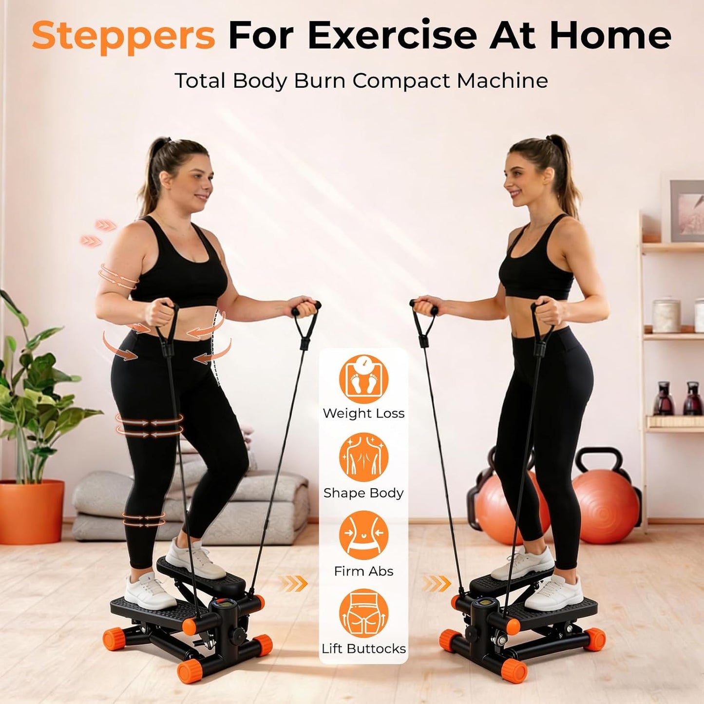 NEWBULIG Mini Stepper for Exercise at Home Stair Step Machine for Indoor Fitness Portable Home Gym Stepper for Full Body Workout 300lb Weight Capacity