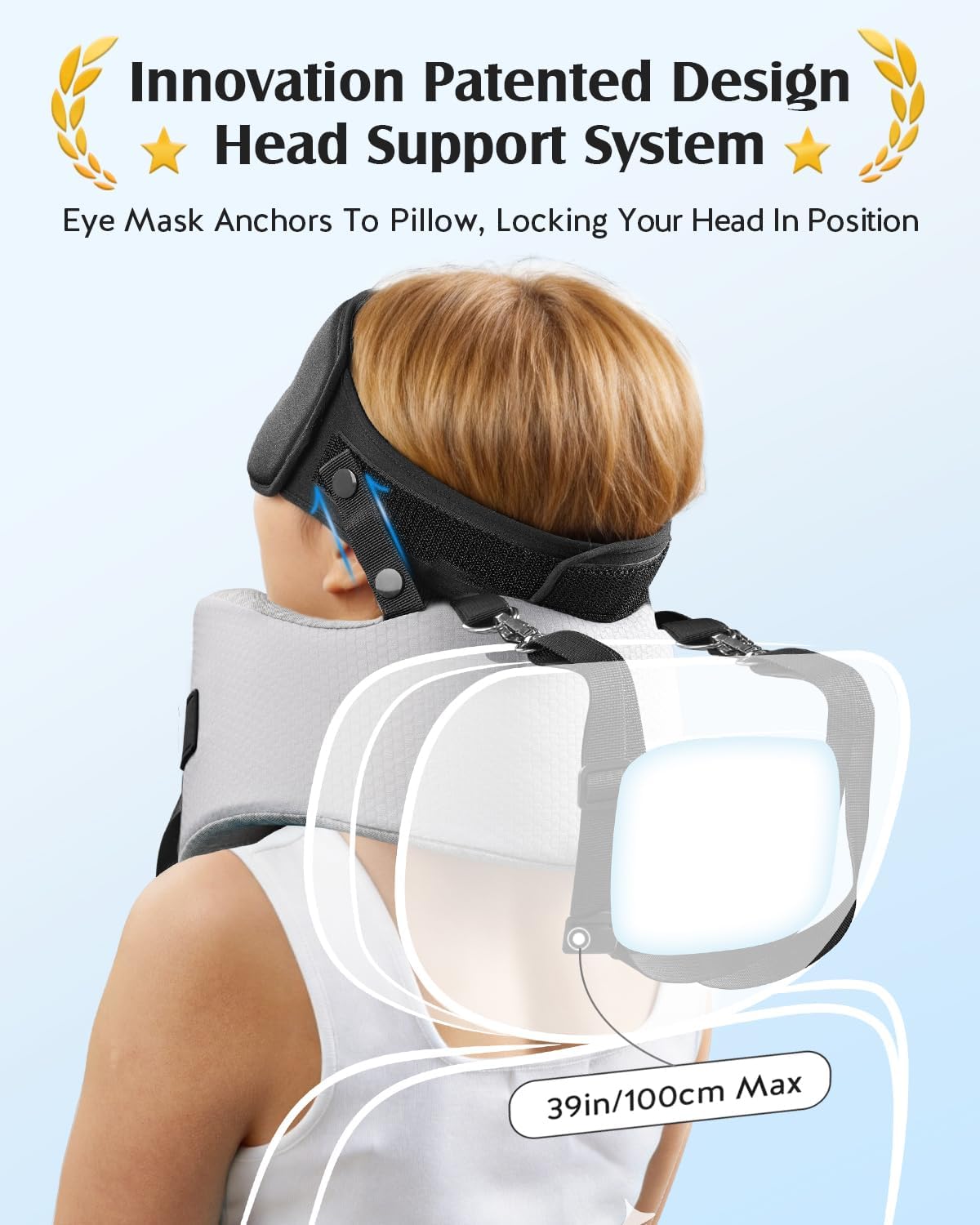 YFONG Travel Pillow for Long Flights, Patented 360° Ergonomic Sleeper Hold Head Support System with Memory Foam Neck Pillow & 3D Sleep Mask, Prevent Head Bobbing for Airplane & Road Trip, Pink