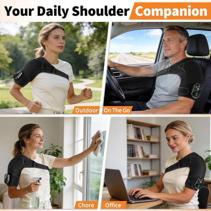 Shoulder Heating Pad with Massage for Pain Relief, Cordless Heated Shoulder Wrap for Rotator Cuff & Frozen Shoulder, Portable Heated Shoulder Massager Pad for Home Travel