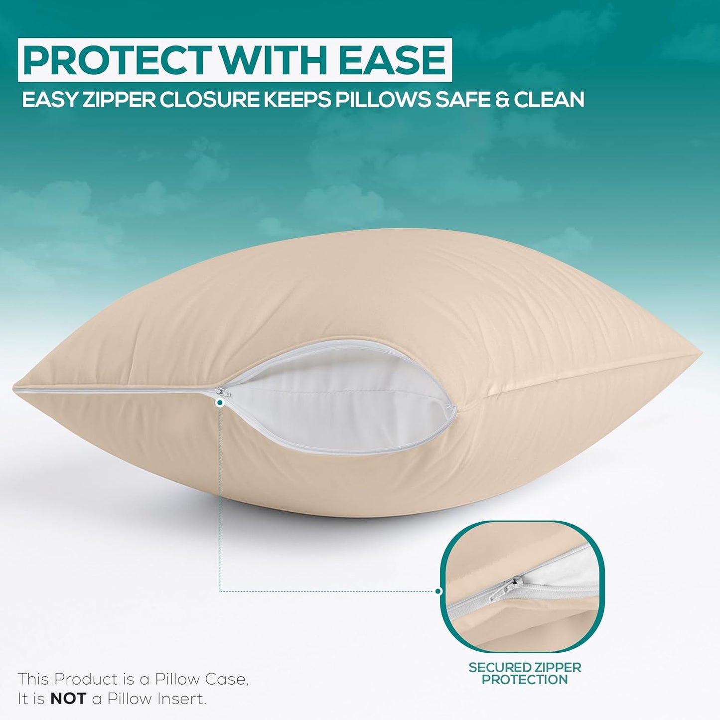 Utopia Bedding Premium 100% Waterproof Pillow Protectors with Zipper Standard Size (Set of 4), Bed Bug and Dust Mite Proof Zippered Pillow Covers, Pillow Encasement Cases, Gray