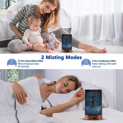 EQUSUPRO Essential Oil Diffuser 300ml Metal Electric Ultrasonic Diffuser for Large Room with Auto Shut-Off, 4 Timer Setting &7 Colors Night Light for Home