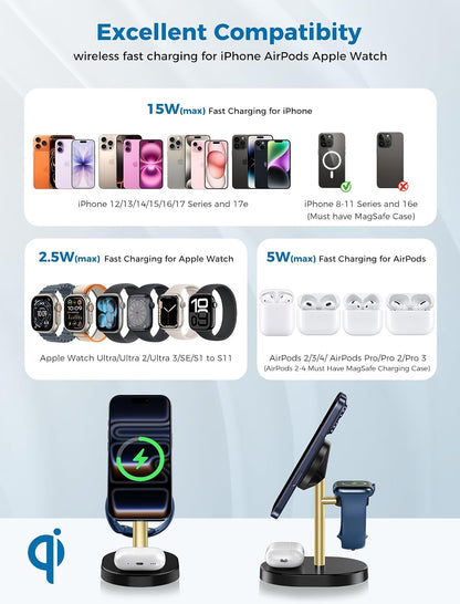 Mag-Safe Charger 3 in 1 Charging Station for iPhone Apple Watch AirPods
