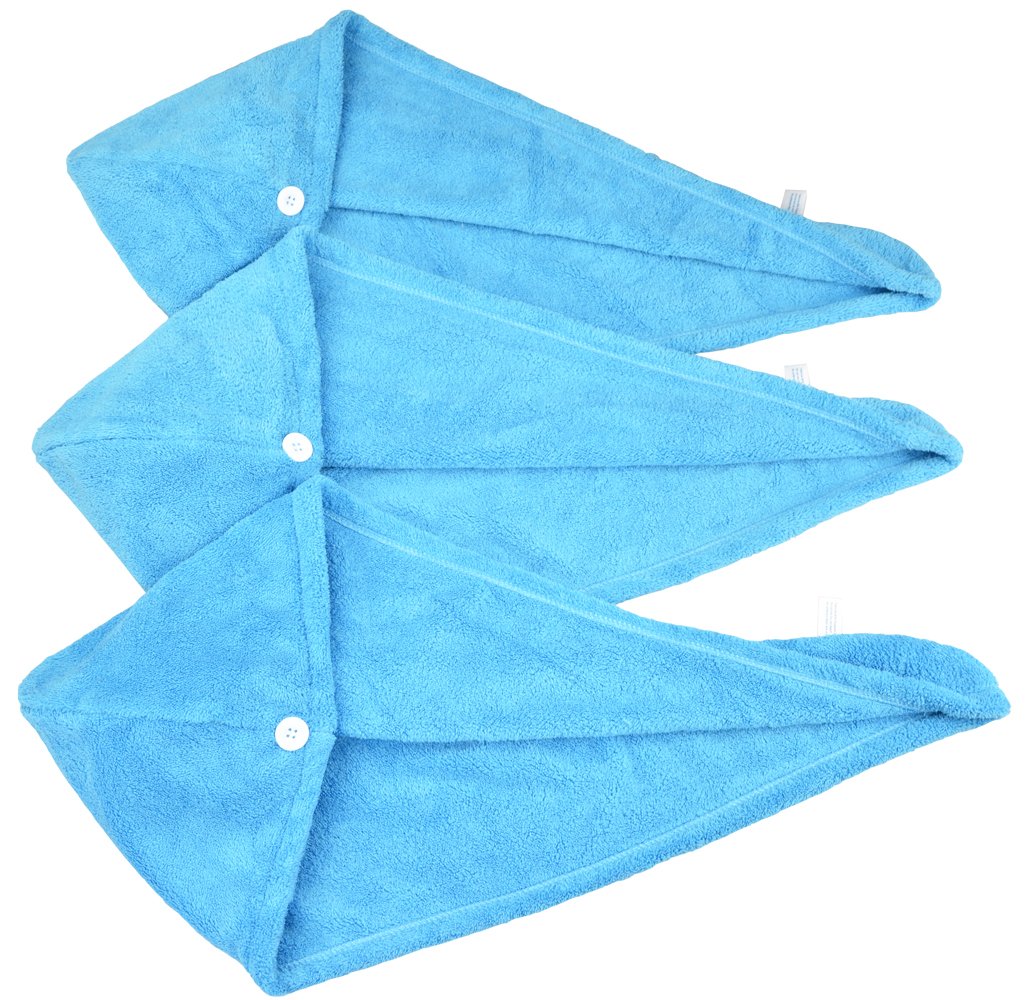 HOPESHINE Hair Towel Twist Microfiber Bamboo Fabric Women's Soft Shower Towels for CurlyHair Turban Wrap Drying Cap Great Gift for Girls 3-Pack