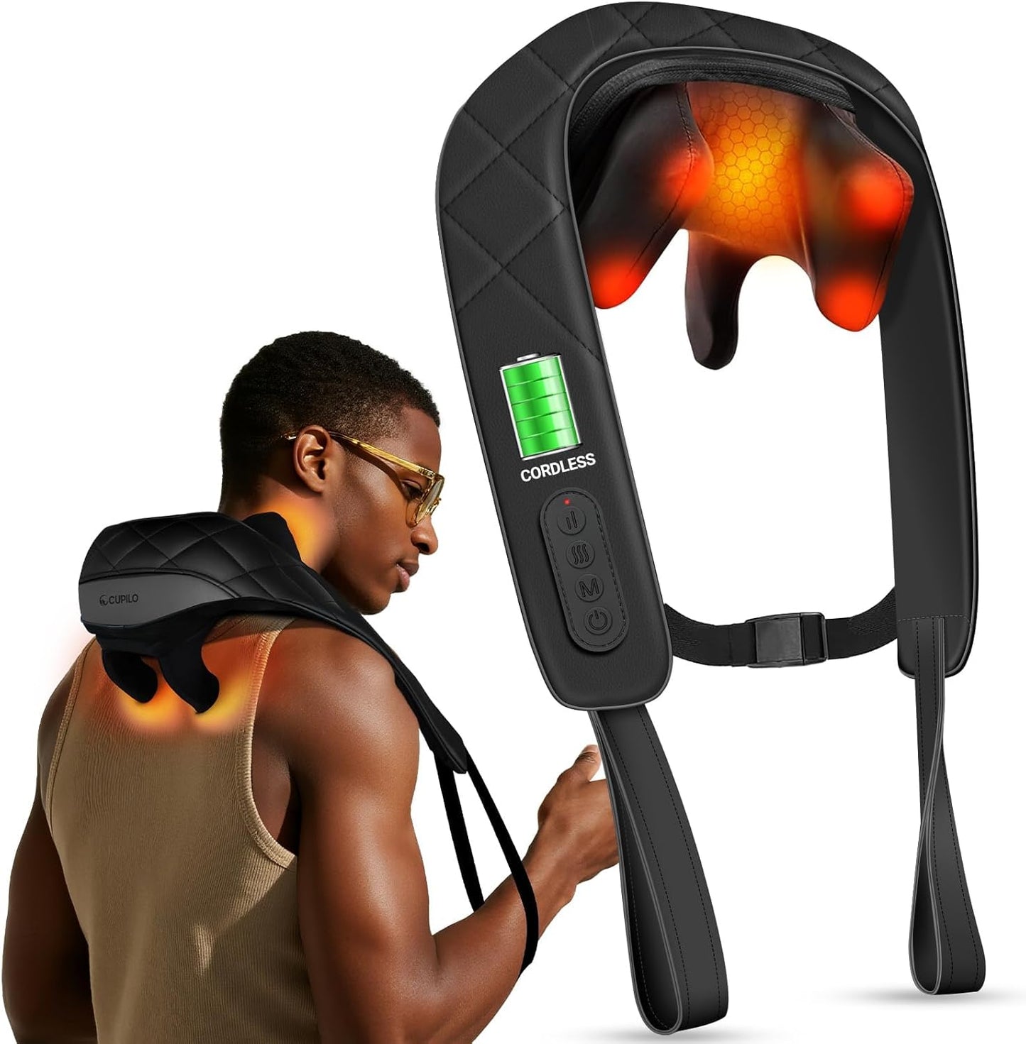 CuPiLo Cordless Neck and Shoulder Massager with Heat,HSA Store FSA Eligible