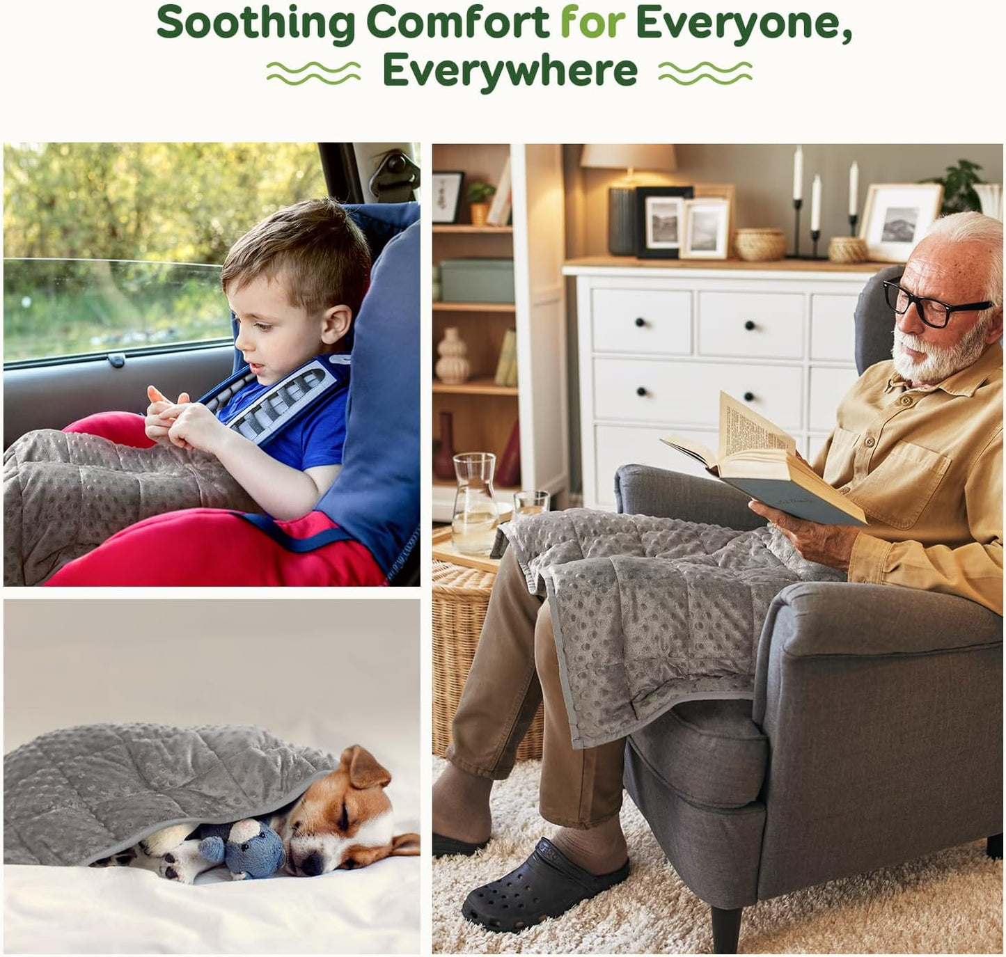 Sivio Weighted Lap Blanket, Weighted Blankets,Soft and Cozy Cooling Heavy Blanket, Calm and Nap, School and Home,2lbs 20 x 30inches, Grey