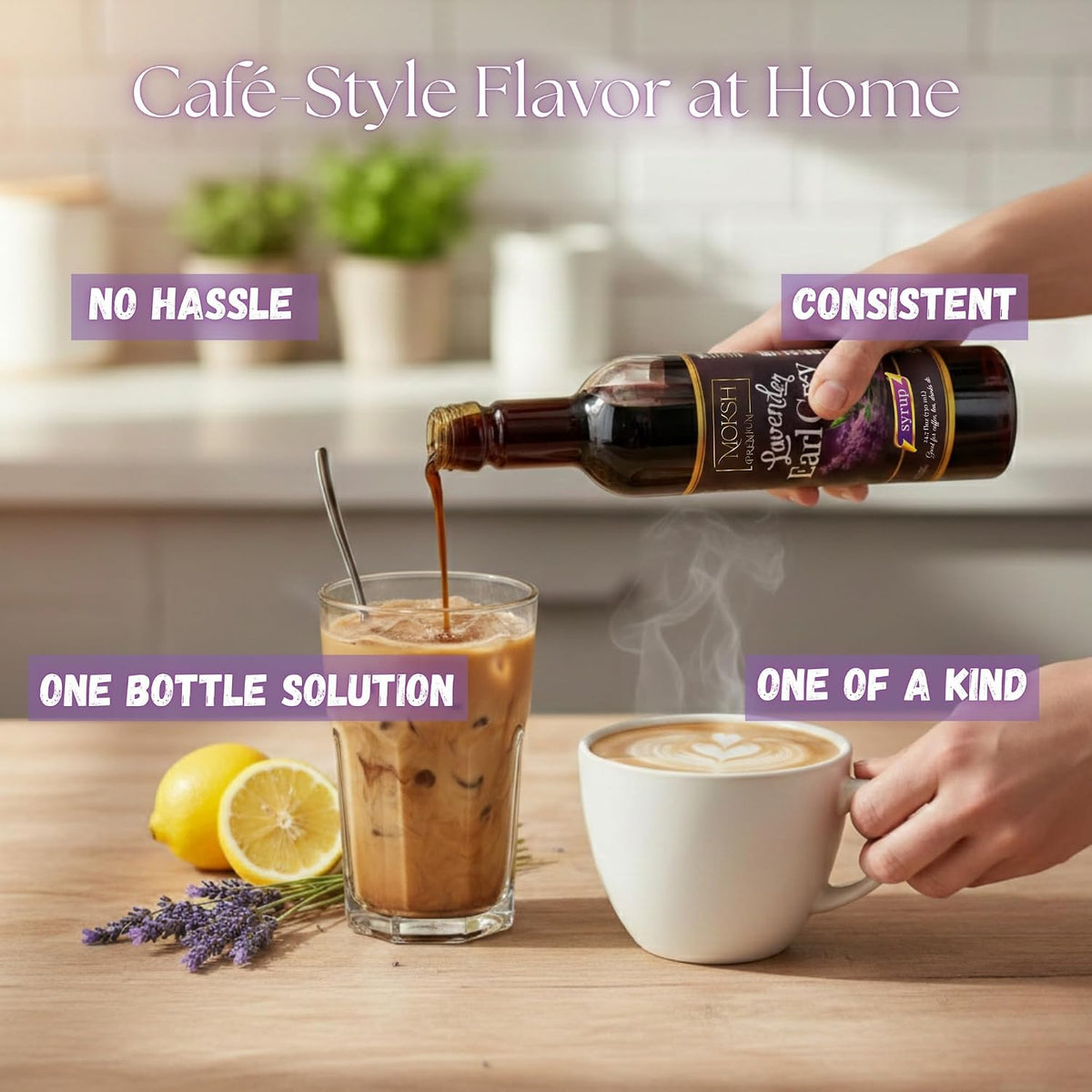 Moksh Premium Lavender Earl Grey Syrup for Coffee, Lattes, Tea & Matcha