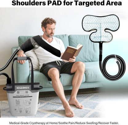 Cold Therapy Machine, Programmable Ice Machine for Shoulder After Surgery, Portable Shoulder Replacement Recovery System, Cryotherapy Pain Relief with Pad