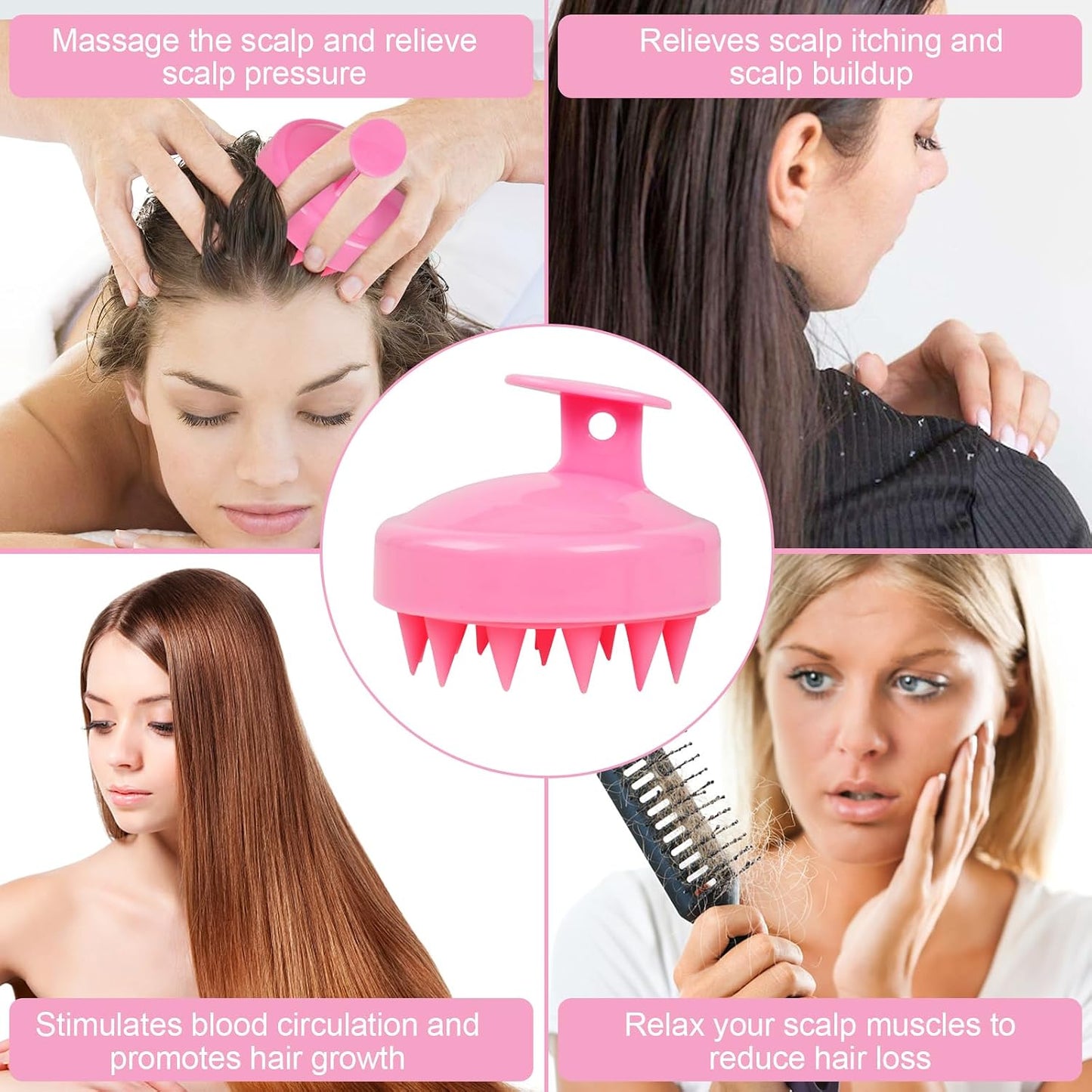 Oligei Scalp Massager 3 Pack, Shampoo Brush, Hair Scrubber for Exfoliation, Soft Silicone Brush for Hair Growth and Dandruff Removal