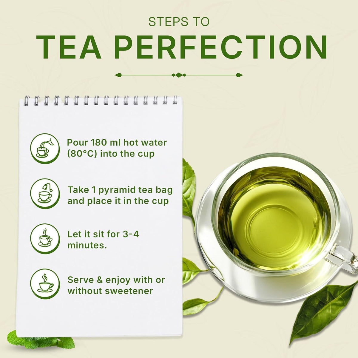 Mint Green Tea (3.5oz / 100gm), Natural Herbal Infusion, 50 Tea Bags