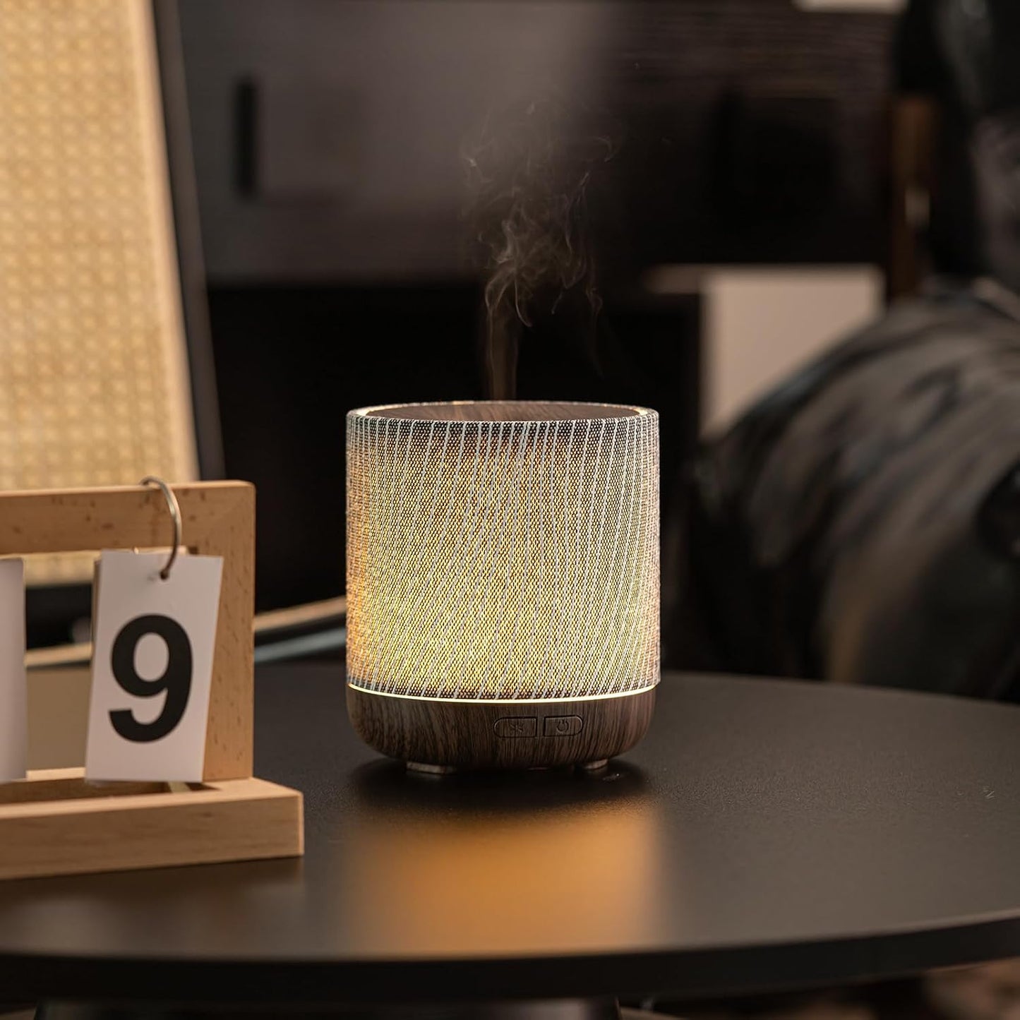 Essential Oil Diffuser with Fabric Cover and Night Lamp | 200ml, Quiet, Ultrasonic Scent Diffusing & Humidifying, Auto Shut-Off, Ambient Lighting, Candle Light Mode