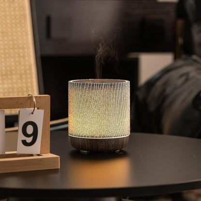 Essential Oil Diffuser with Fabric Cover and Night Lamp | 200ml, Quiet, Ultrasonic Scent Diffusing & Humidifying, Auto Shut-Off, Ambient Lighting, Candle Light Mode