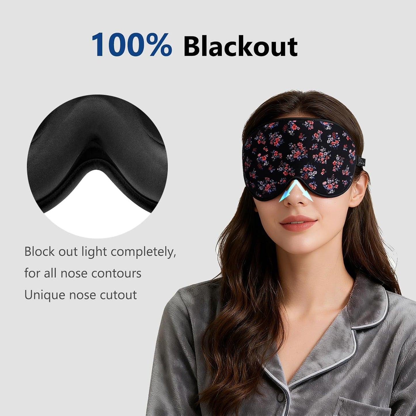 ALASKA BEAR Sleep Mask for Side Sleepers Patented Design, Cup-Shaped and Extra-Soft, 100 Blackout Eye Mask Shades Cover for Men and Women Home or Travel, Machine Washable, Black