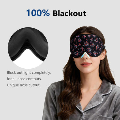 ALASKA BEAR Sleep Mask for Side Sleepers Patented Design, Cup-Shaped and Extra-Soft, 100 Blackout Eye Mask Shades Cover for Men and Women Home or Travel, Machine Washable, Black