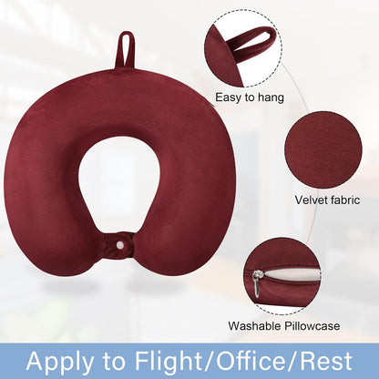 Neck Pillows for Sleeping Travel Pink Travel Pillow Comfortable U Shape Memory Foam Pillows Neck and Head Support Portable Travel Neck Pillow Suitable for Planes, Trains, Self-Driving Cars