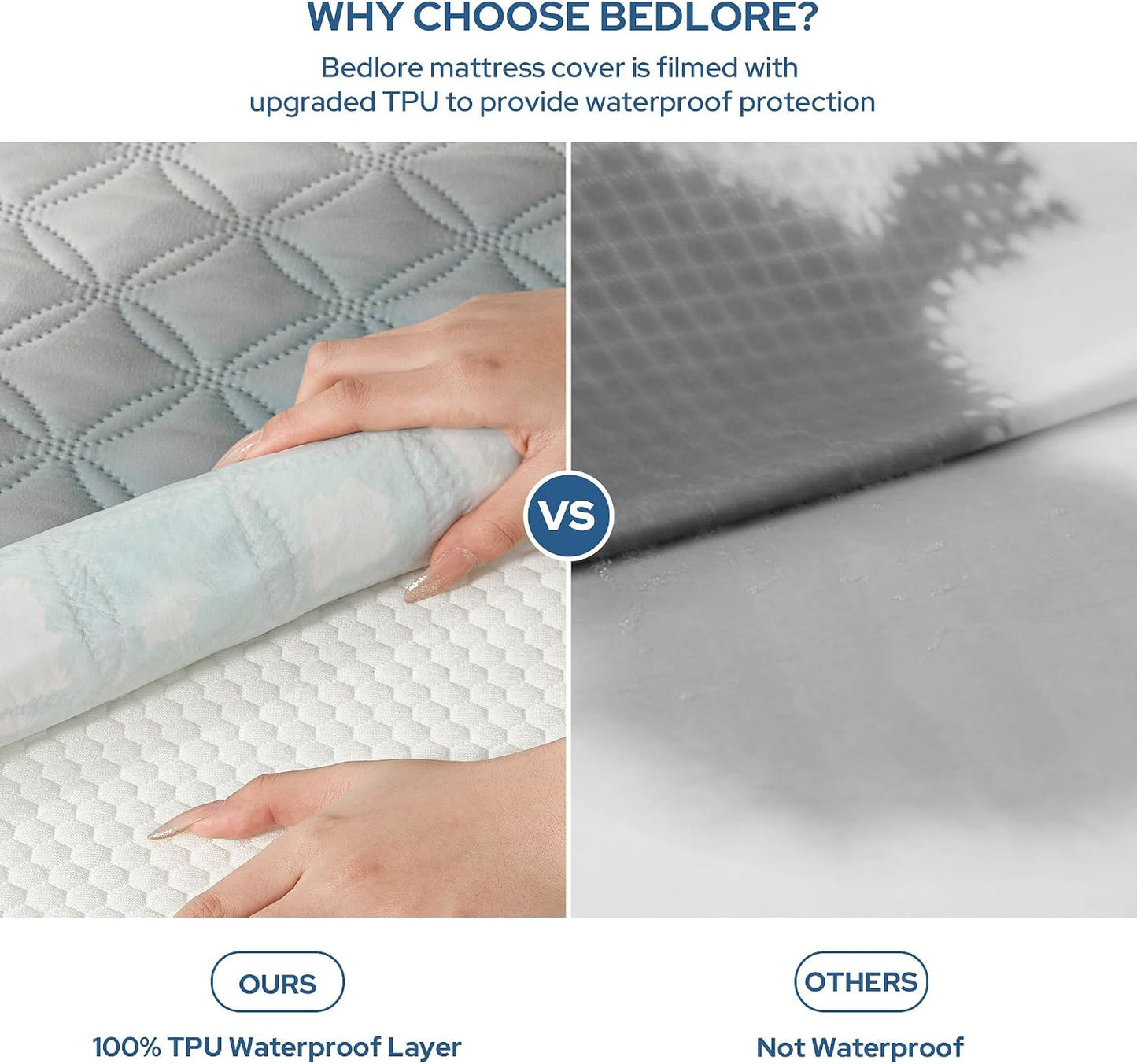 2 Pack Waterproof Mattress Protector, Queen Size Mattress Pad Noiseless with Deep Pocket Fitted for 6"-18", Soft Breathable Dirt-Proof Bed Mattress Cover Washable for Home, Bedroom, Hotel (Gray)