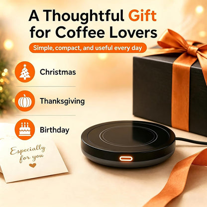 BESTINNKITS White Smart Coffee Auto On/Off Gravity-Induction Mug Office Desk Use, Candle Wax Cup Warmer Heating Plate (Up to 131F/55C)