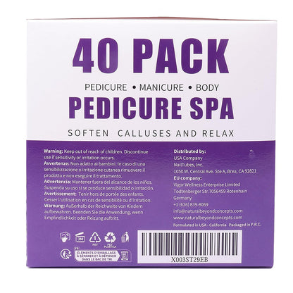 Pedicure Kit Foot Soak Set: Bubble Salt, Sugar Scrub, Massage Mask, Massage Lotion in a Box, 4 Step Foot Spa Kit for Dry Feet, Softens Calluses, Tired Feet（3 Set Lavender) - Colors A
