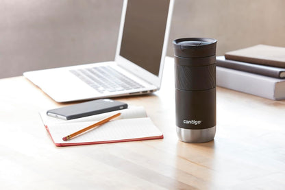 Contigo SNAPSEAL Insulated Stainless Steel Travel Mug with Grip 20oz. Blue Corn Transparent Satin & Midnight Berry
