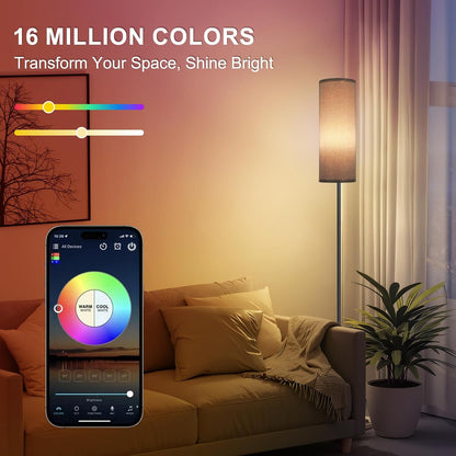 FRIDEKO HOME Floor Lamp, 9W 800LM Color Changing Smart Bulb, Beige Shade