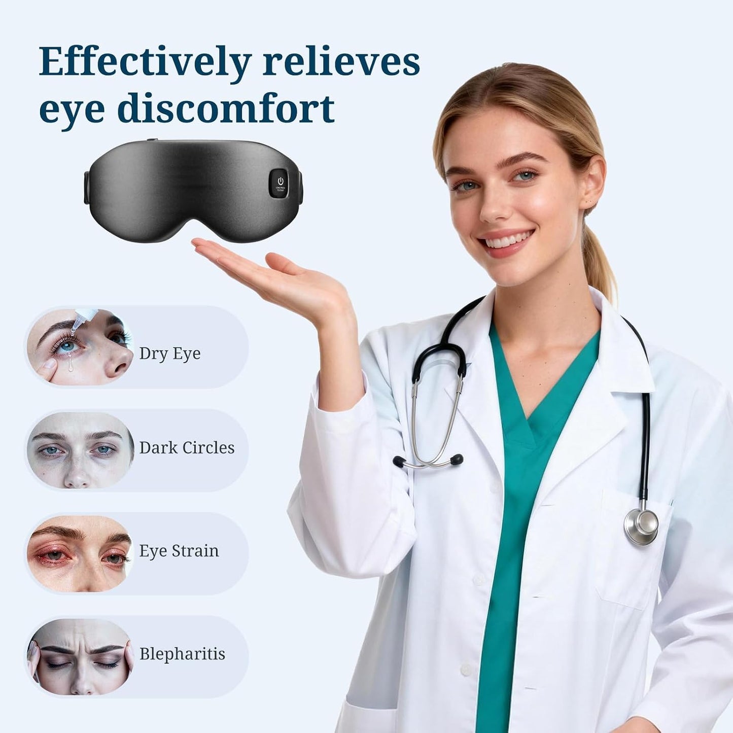 100% Silk Wireless Heated Eye Mask with Cooling, Relieves Dry Eye Syndrome and Puffy, Reduces Dark Circles, Adjustable Velcro Design and Washable Cover, Suitable for Travel & Gifts-Pink.