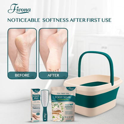 Fivona Tea Tree Foot Soak Blend 14.1 oz - Epsom Salt with Essential Oils for Healthy Toenails, Soothing Relief, Callus Softening - Pedicure Therapy for Soft, Rejuvenated Feet