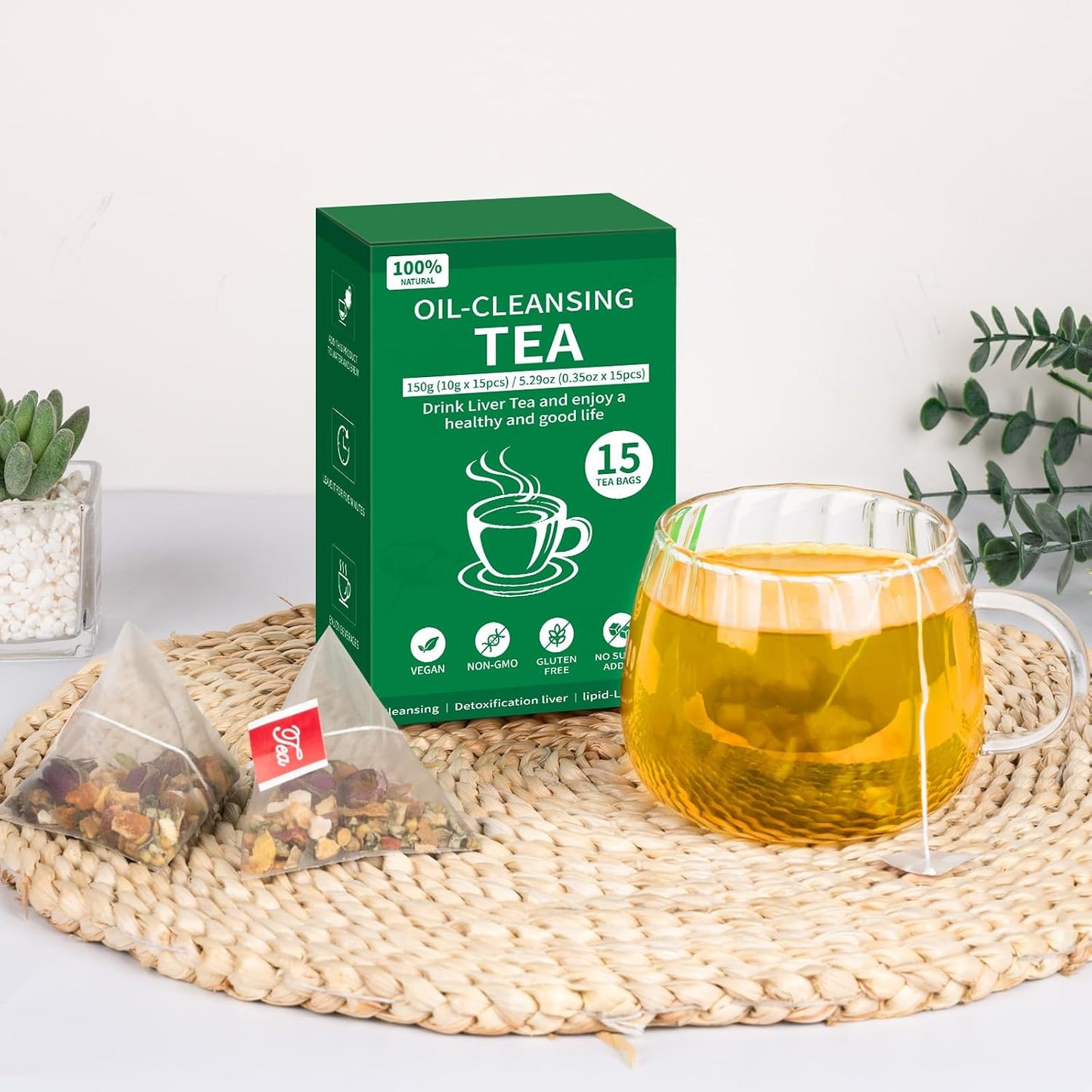 Liver Detox Tea, Chinese Kidney and Liver Cleanse Detox Herbal Tea Support Kidney Healthy Function with 11 Precious Ingredients Formula (1 Pack/15 Bags)
