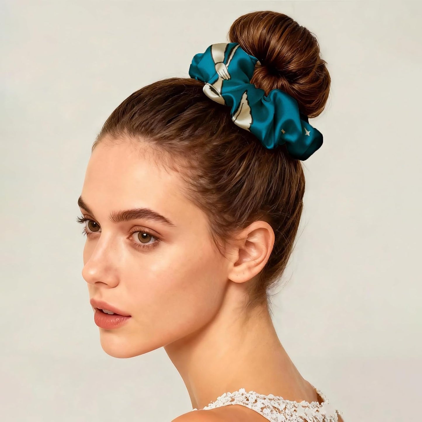 LILYSILK Silk Hair Scrunchies / Ties for Frizz & Breakage Prevention, 100% Mulberry, No Damage, Elastic ponytail Holders, 1Pc, Coffee - Colors A