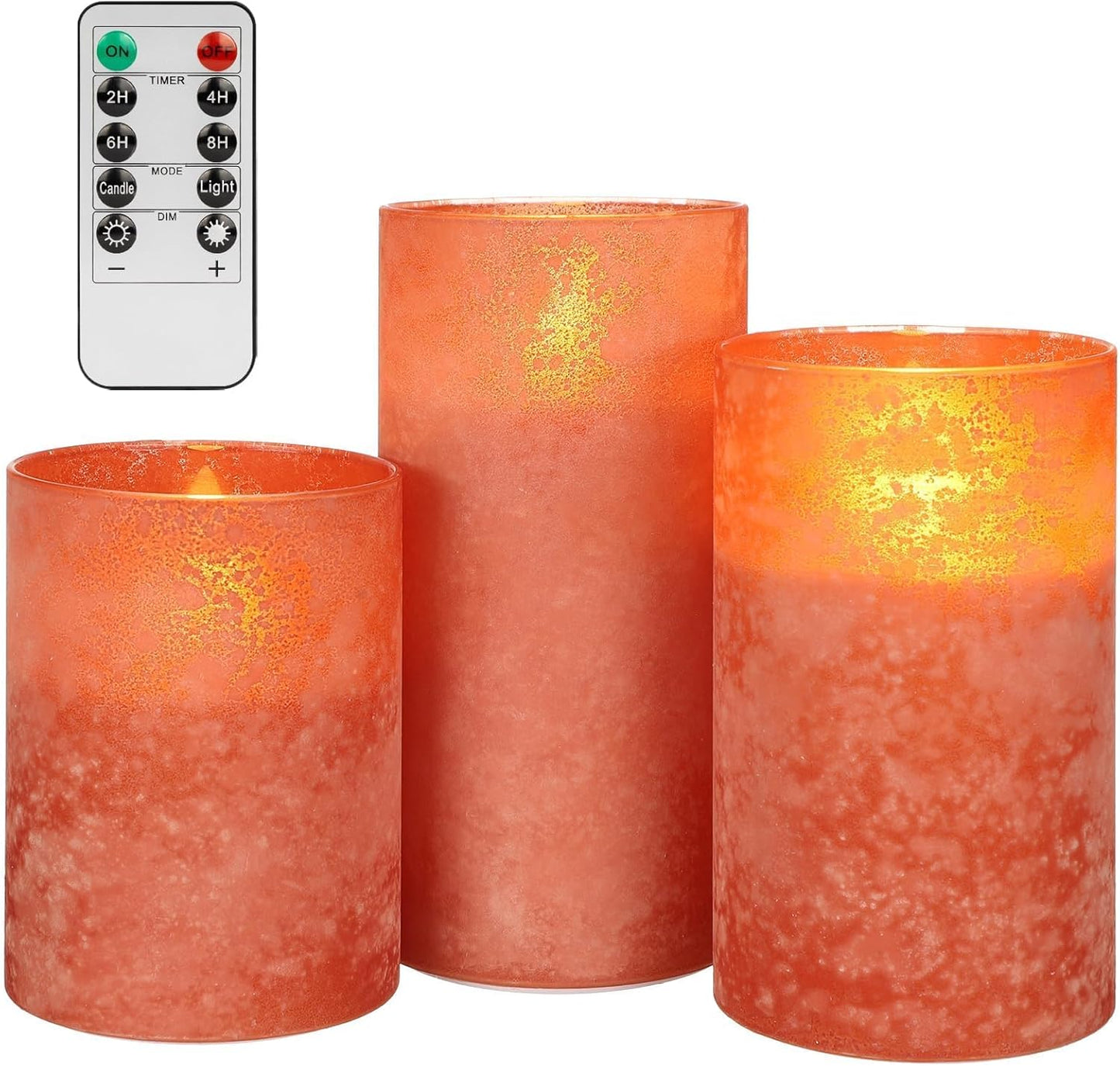 ANGELLOONG Flickering Flameless Candles, Realistic Battery Operated Candles with Remote and Timer, Set of 3 LED Candles for Fall Room Home Wedding Decor Centerpieces Table Party Christmas Decorations