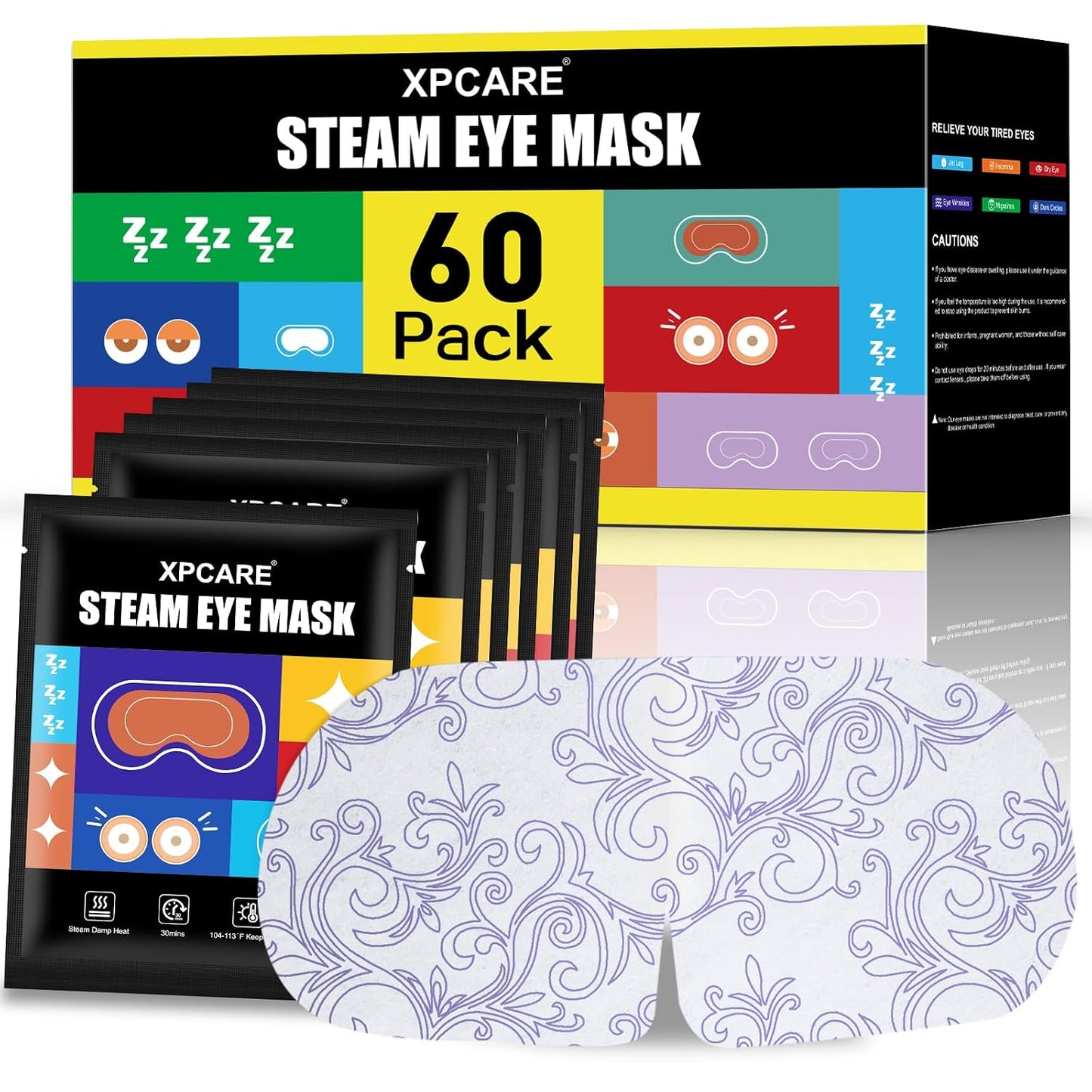 XPCARE 32 Pack Steam Eye Masks for Dry Eyes, SPA Warm Sleep Eye Mask, Disposable Heated Eye Mask for Dark Circles, Puffy Eyes, Relief Stress Eye Fatigue(Unscented)