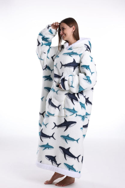 Capecage Blanket Hoodie, Long Hooded Blanket Sweatshirt as Birthday Gifts for Women Men, Long Wearable Blanket for Women Men.