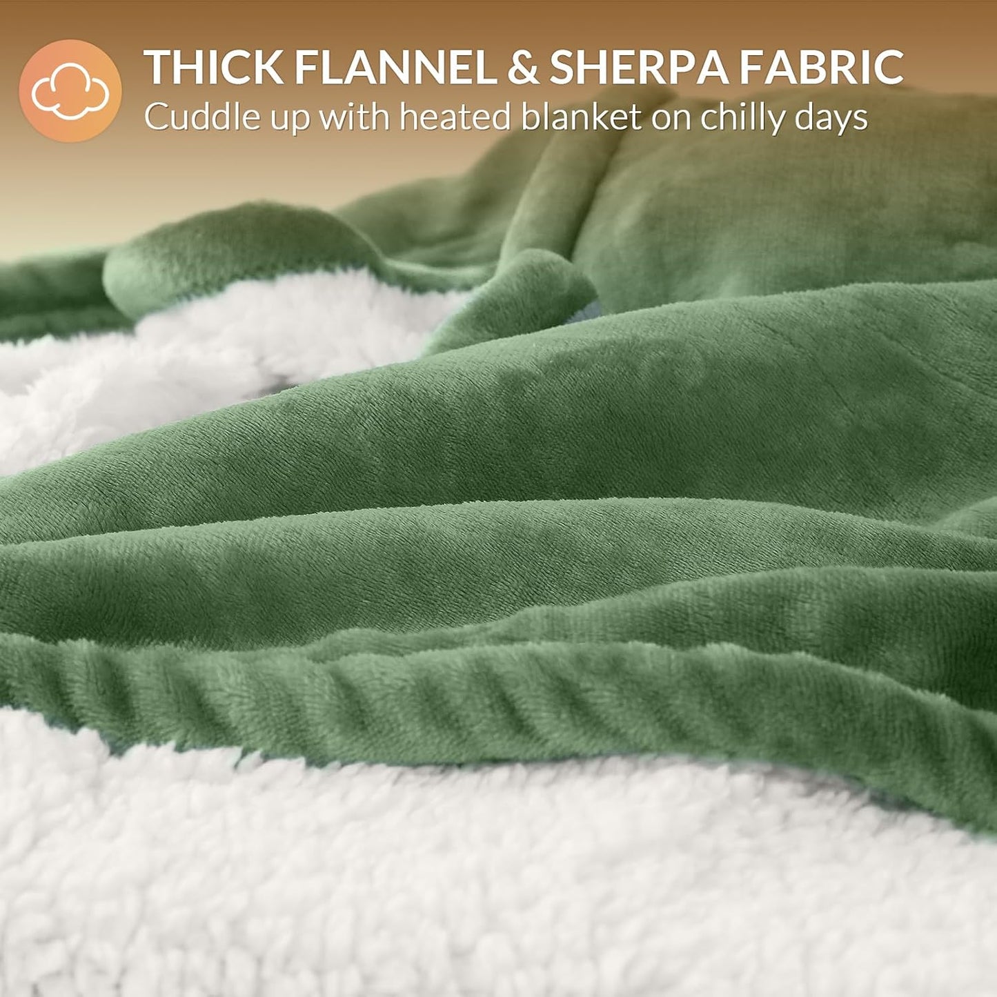HOMLYNS LuxeHeat Heated Blanket Electric Blanket, Soft Flannel Sherpa Heated Throw, Heating Blanket with 5 Heat Settings, 3 hrs Timer Auto Shut Off (50x60 inches, Purple), Only for 120V Voltage Use