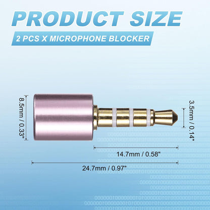 2 Pcs Microphone Blocker, USB 3.5mm Audio Blocker, Silver