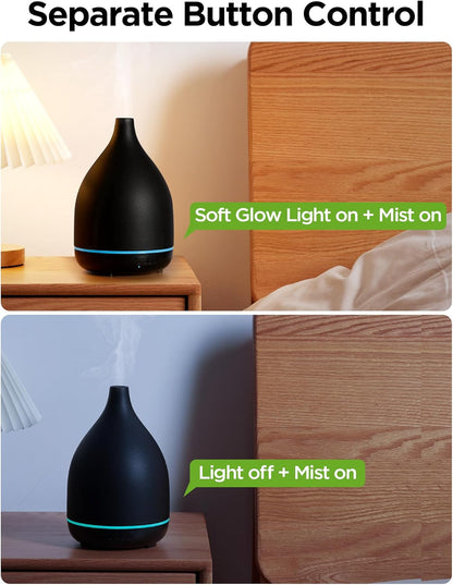 InnoGear Oil Diffuser, 300ML Ceramic Diffuser for Essential Oils Handcrafted Aromatherapy Diffuser Ultrasonic Cool Mist Humidifier with 4 Timers Waterless Auto Off for Room Office, White