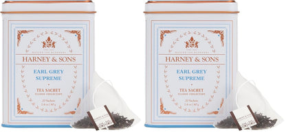 Harney & Sons Earl Grey Supreme, Black Tea, 20 Sachets (Pack of 2)