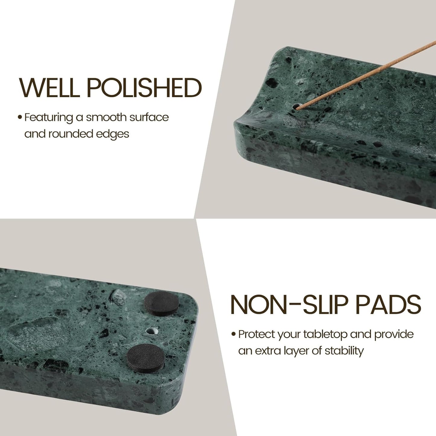 Koville Marble Incense Holder, Incense Holder for Sticks, Incense Sticks Holder Ash Catcher for Meditation Yoga SPA, Natural Stone Incense Burner, Home Table Decor (Grey)