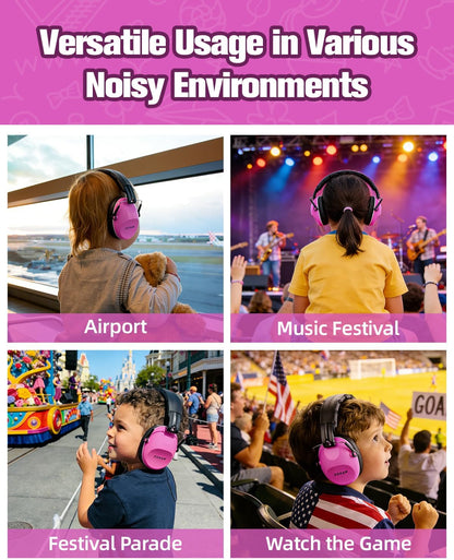 ZOHAN 032 Kids Noise Canceling Headphones - 25dB NRR Kids Ear Protection Earmuffs for School, Monster Jam, Fireworks, Travel, Air Show, Concert, Autism - Pink