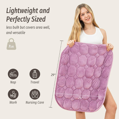 Wemore Weighted Lap Blanket 7lbs for Adults, Small Weighted Blanket Throw for Travel, Soft Weighted Lap Pad for Relaxation, Calming, Napping and Sleeping, Machine Washable, Light Grey 29" x 24"