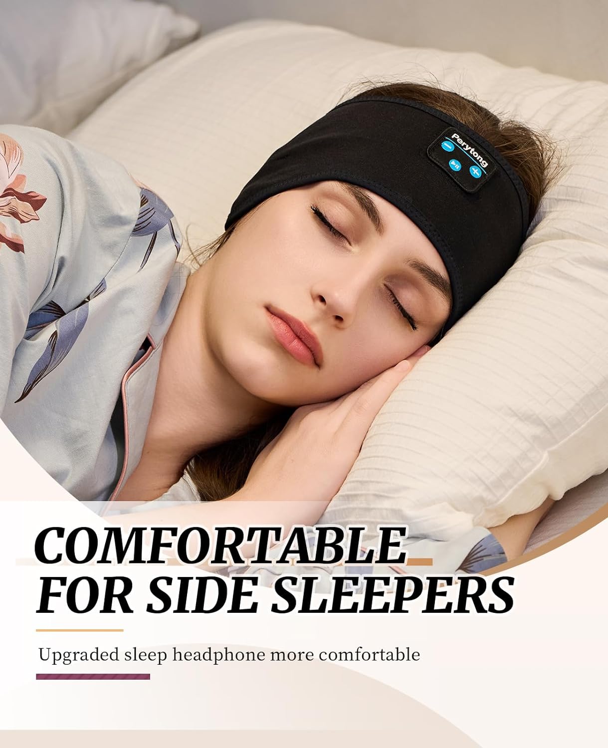 Perytong Sleeping Headphones Bluetooth Headband, Soft Long Time Play Sleeping Headsets with Built in Speakers Perfect for Workout,Running,Yoga,Travel, Darkgray