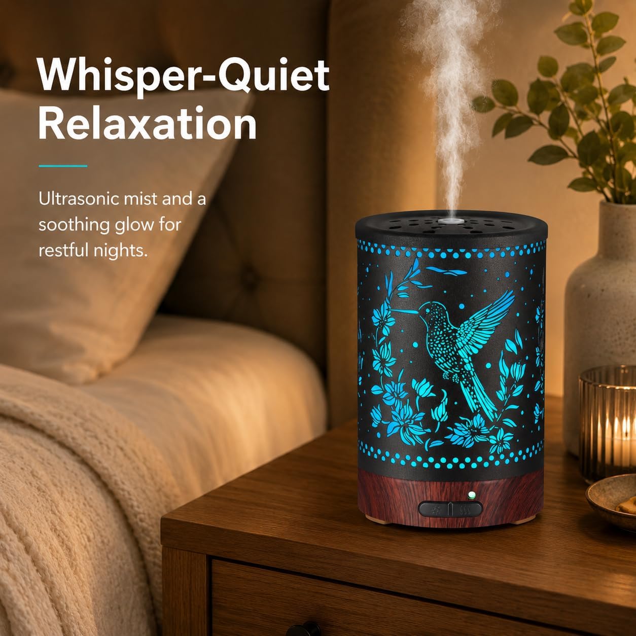 Essential Oil Diffuser, Ultrasonic Diffuser for Essential Oil, Cool Mist Humidifier Aromatherapy Diffuser with 7 Color Lighting Changing Modes, Waterless Auto Shut-Off for Home（Flower Fairy）