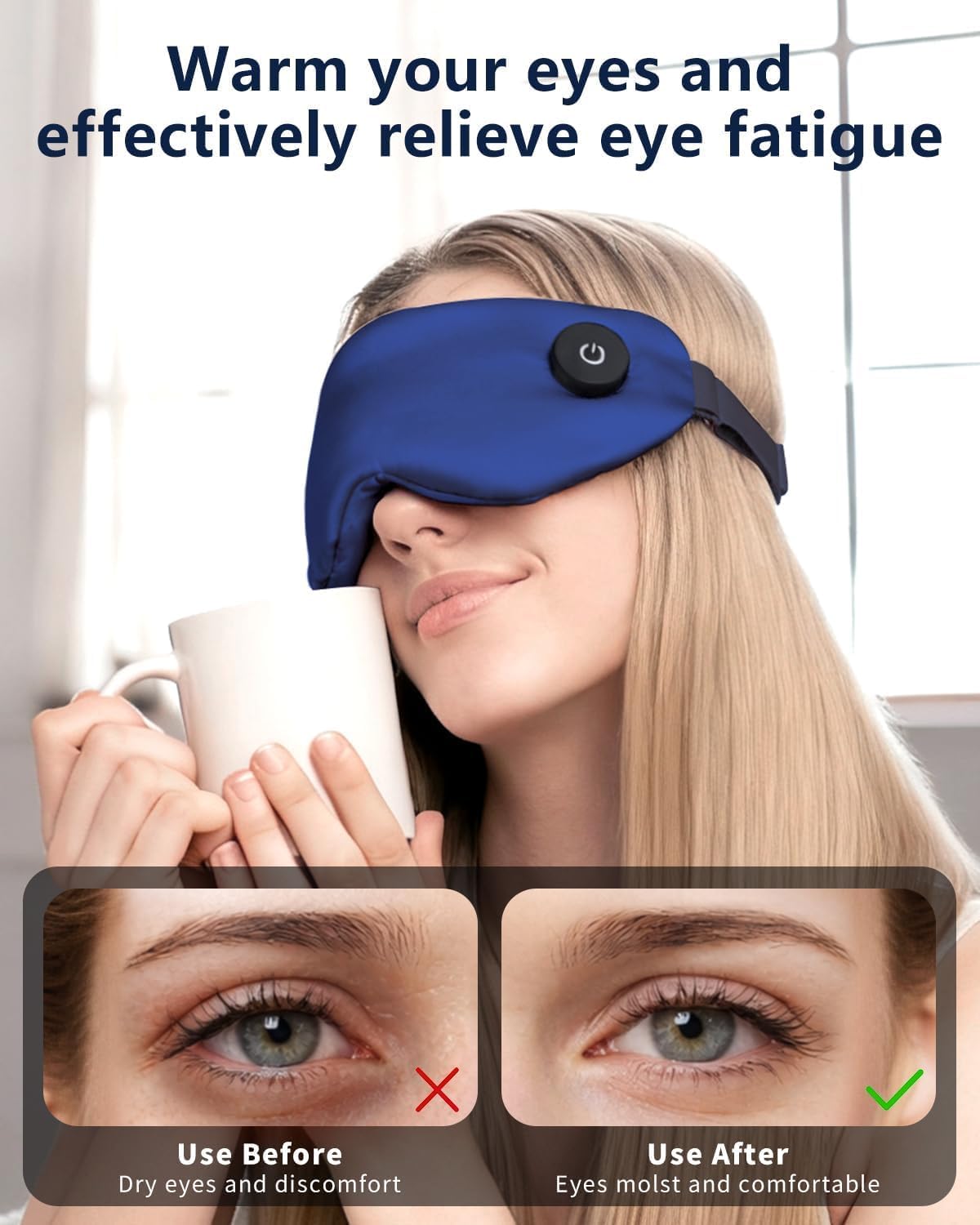 Heated Eye Mask for Dry Eyes, Cordless Sleep Mask with Warm Compress