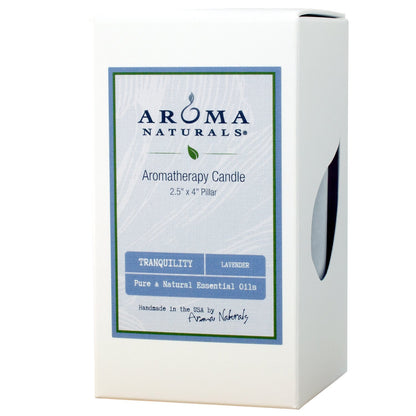 Aroma Naturals Essential Oil Tranquility Pillar Candle, 2.5" x 4", Lavender, 11 Ounce